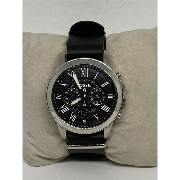Fossil NDW1 Men's Black Leather Analog Dial Quartz Genuine Wrist Watch VK515 - Picture 1 of 12